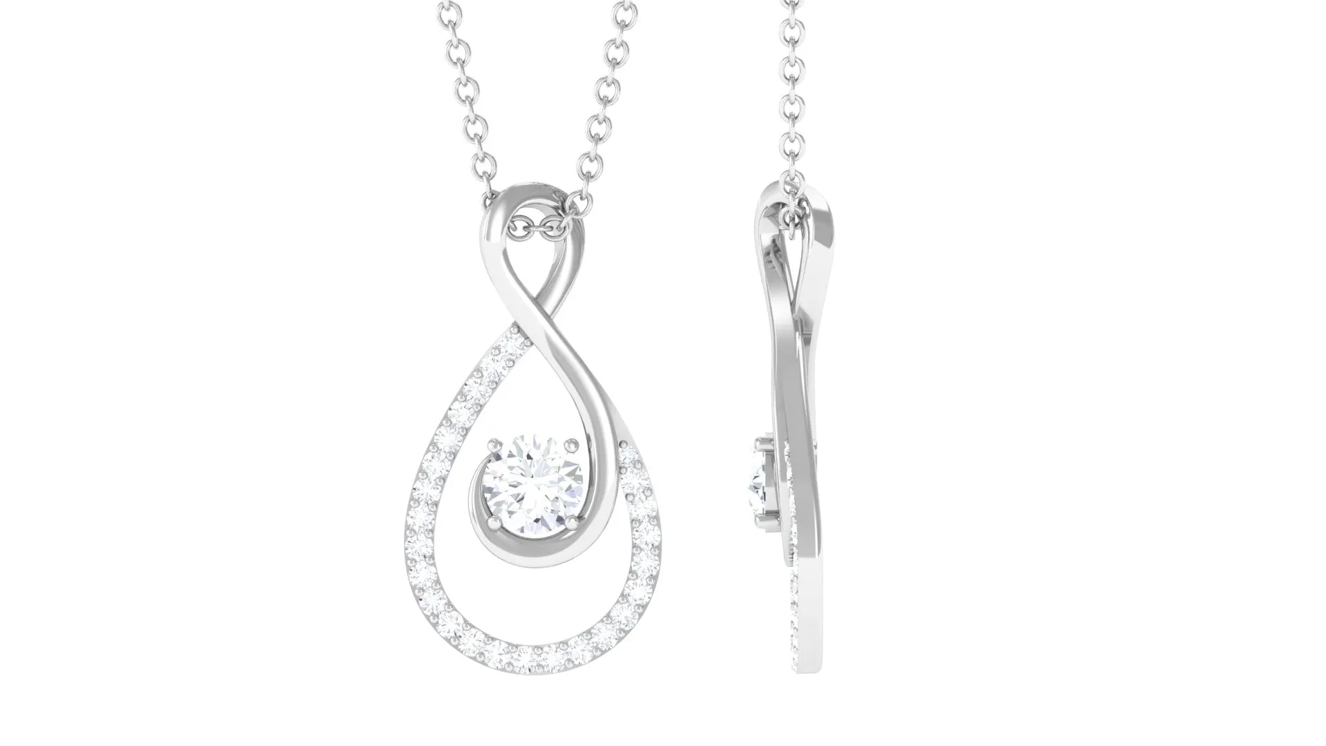 0.50 CT Elegant Moissanite Infinity Pendant in Prong Setting