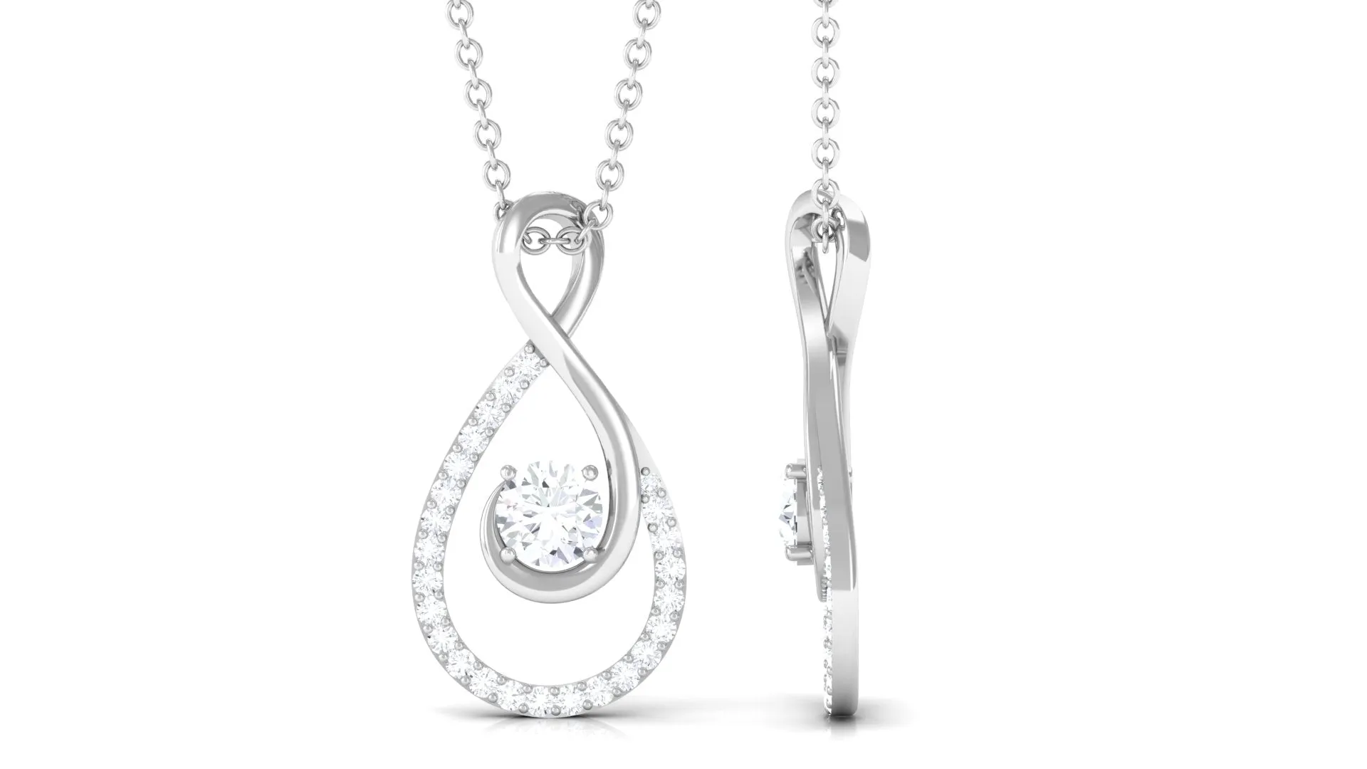 0.50 CT Elegant Moissanite Infinity Pendant in Prong Setting