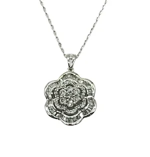 1 Carat Total Weight Diamond Cluster Floral Pendant