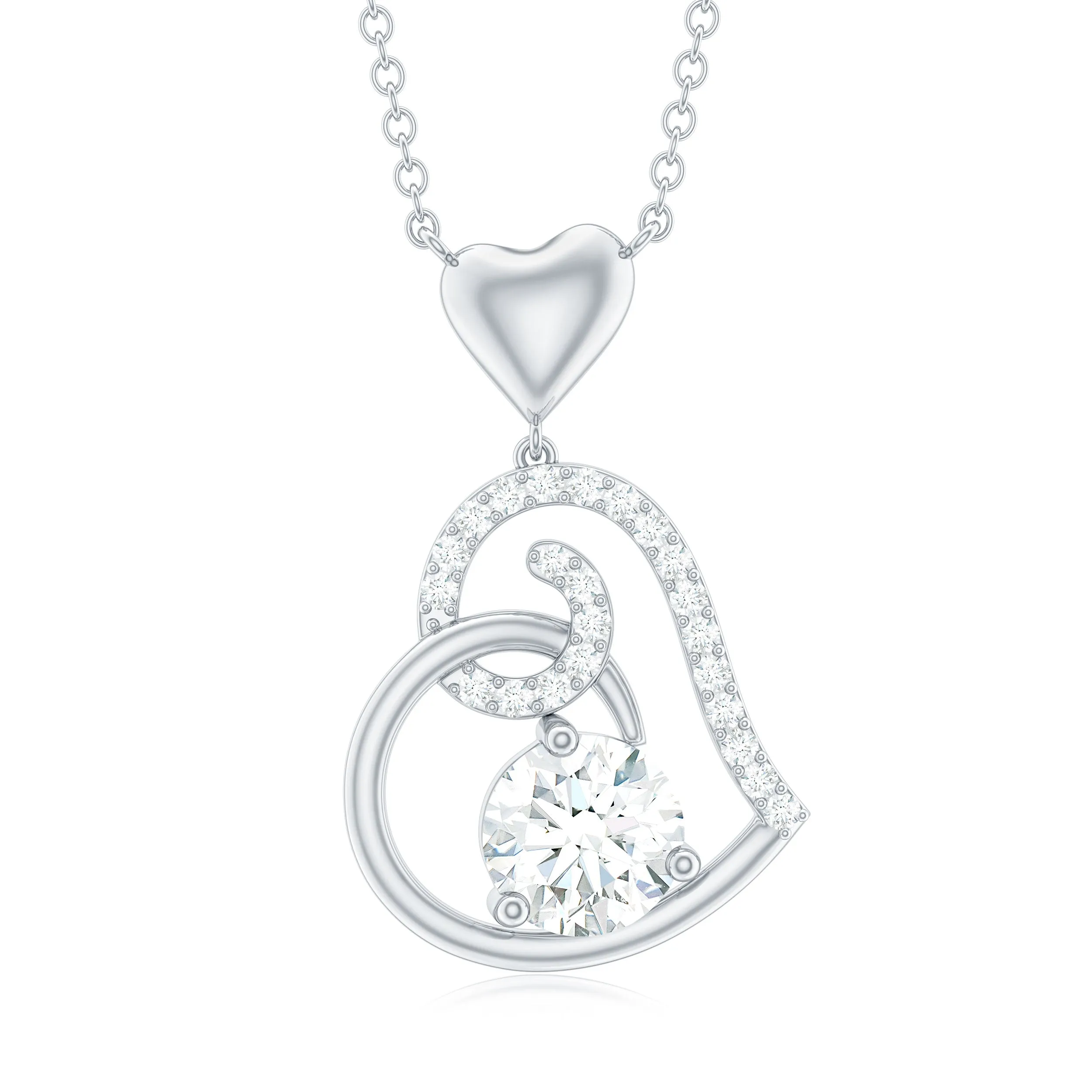 1 CT Moissanite Gold Heart Drop Pendant