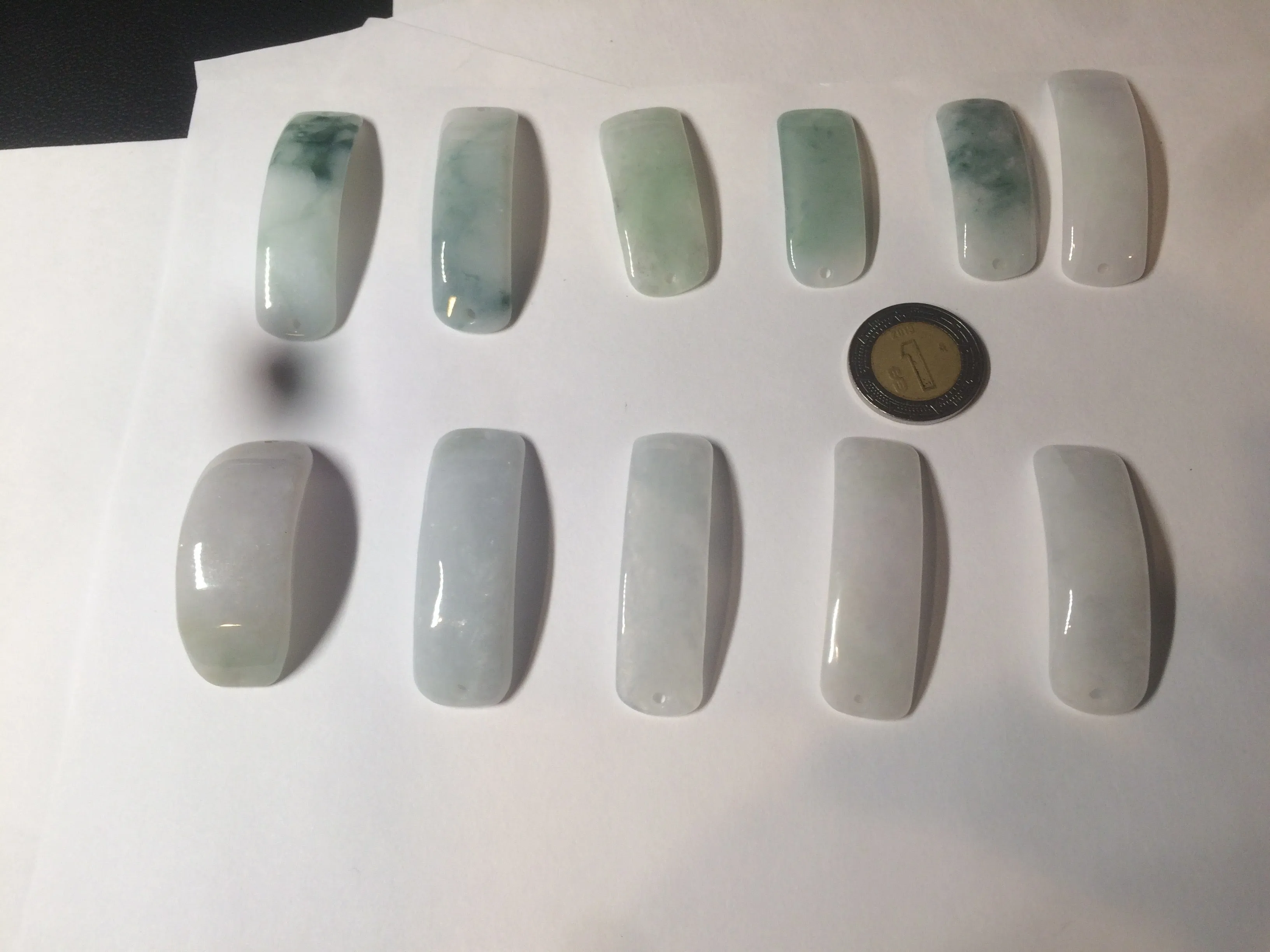 100% natural type A icy watery light green white jadeite jade rectangle bead/craft supplies BG9