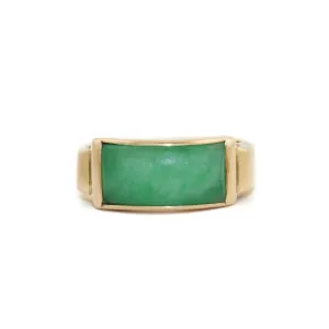 10k Gold x Green Jade Rectangle Signet Band