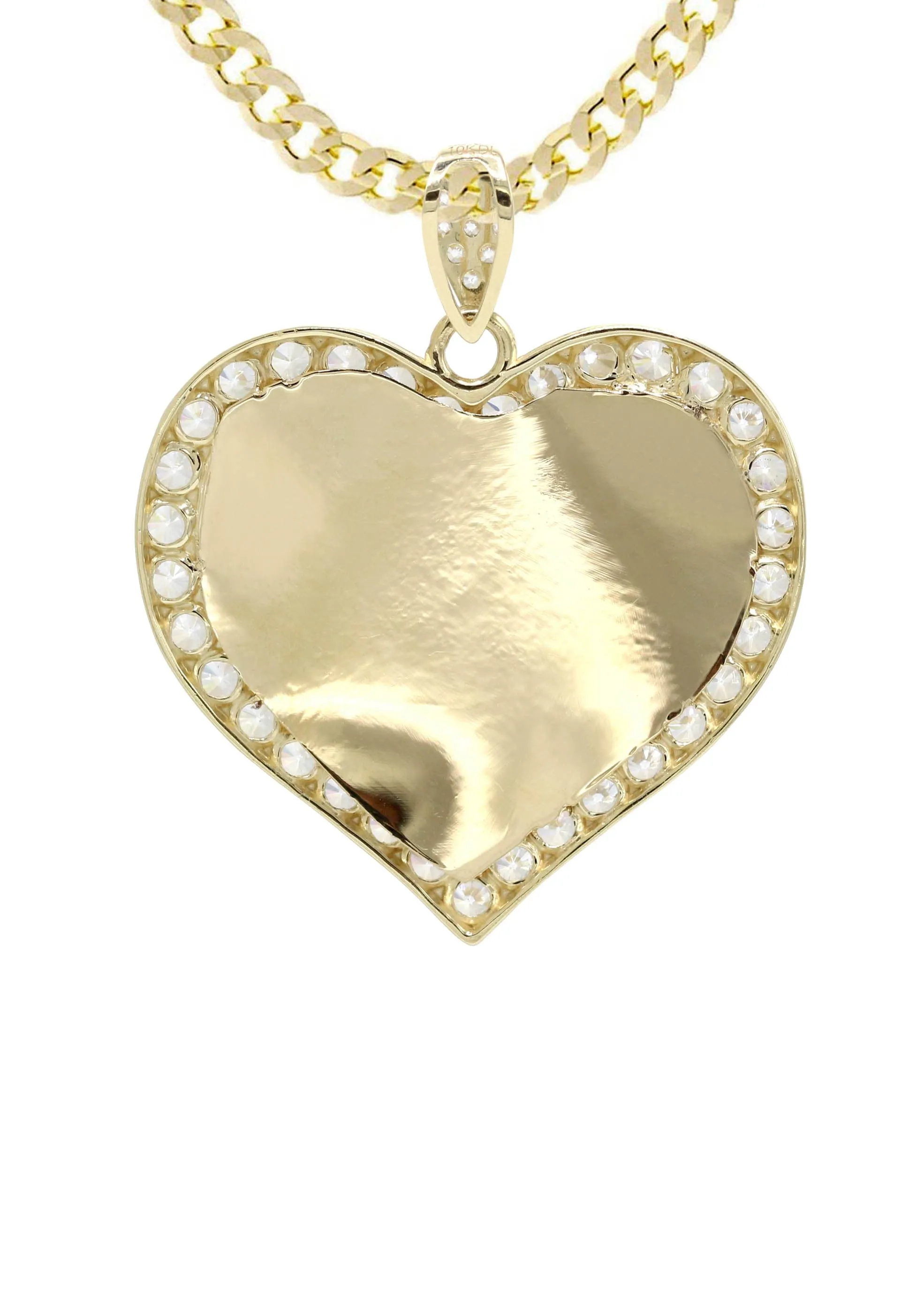 10K Yellow Gold Cz Heart Pendant Necklace | Appx. 14.2 Grams