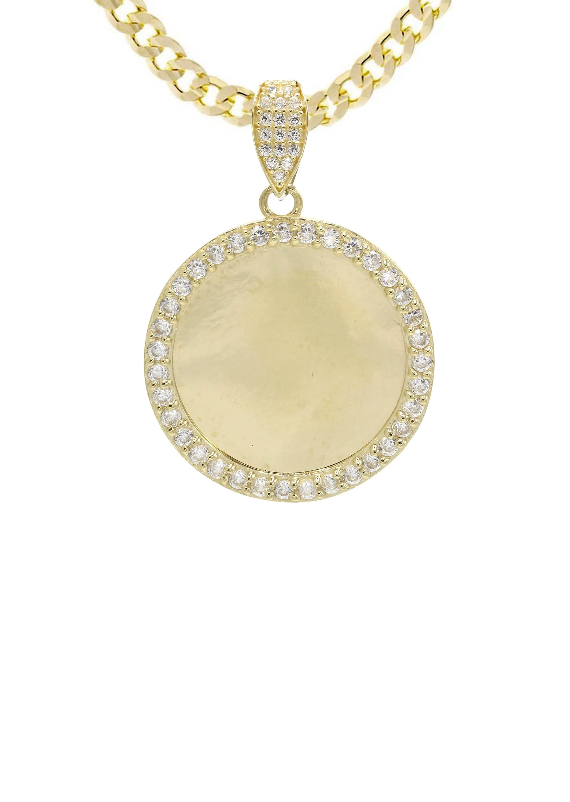 10K Yellow Gold CZ Picture Pendant Necklace | Appx. 14.4 Grams