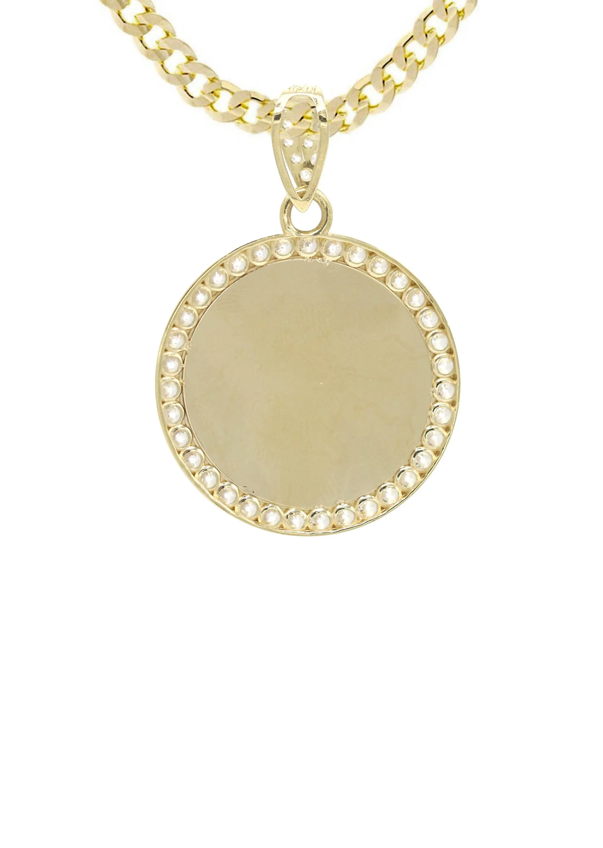 10K Yellow Gold CZ Picture Pendant Necklace | Appx. 14.4 Grams