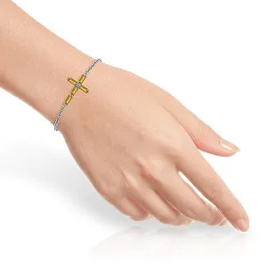 1.15 Carat 14K Solid White Gold Cross Bracelet Natural Citrine