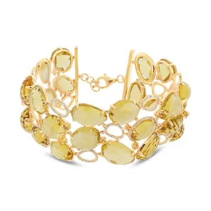 1.48ct Diamond & 123.08ct Citrine & Yellow Sapphire 14k Yellow Gold Bracelet