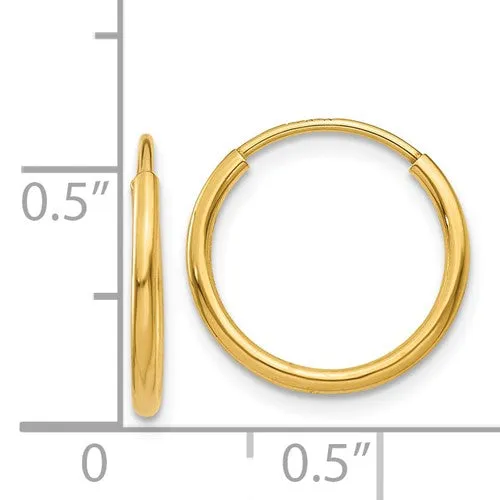 14K Gold Endless Hoop Earring 1.25mm