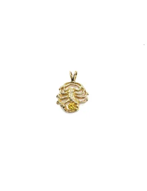 14k Gold Scorpion Pendant with Citrine Stone