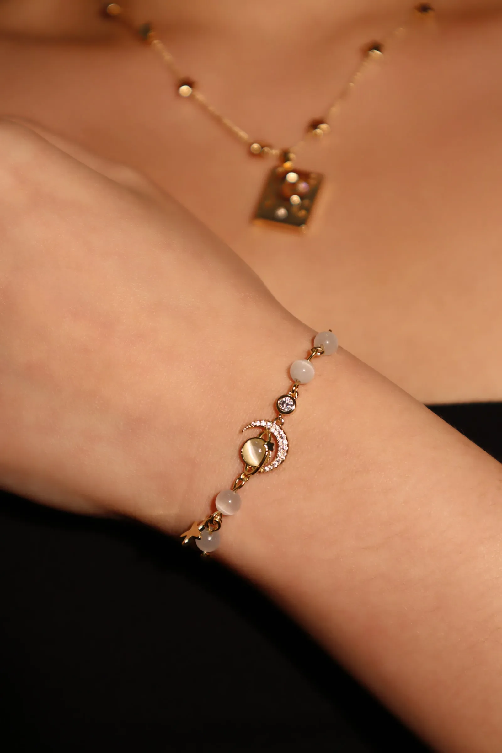 14K Real Gold Plated Moonlight Moon Bracelet