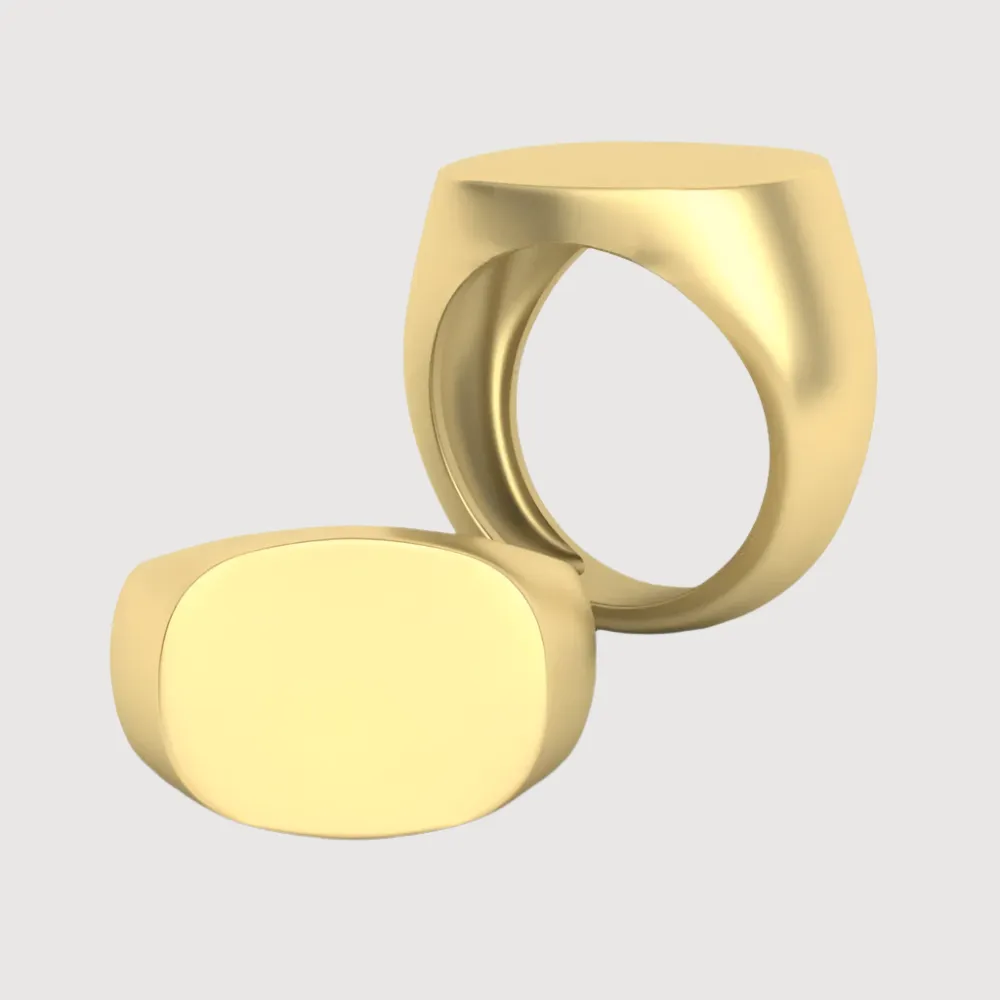 14k Solid Gold Plain Signet Ring - Oval Minimalist Design