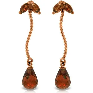 14K Solid Rose Gold Chandelier Garnet Earrings