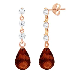 14K Solid Rose Gold Diamond & Garnet Jewelry Earrings