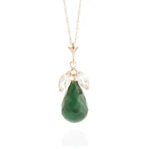 14K Solid Rose Gold Necklace w/ Natural Emeralds & Rose Topaz