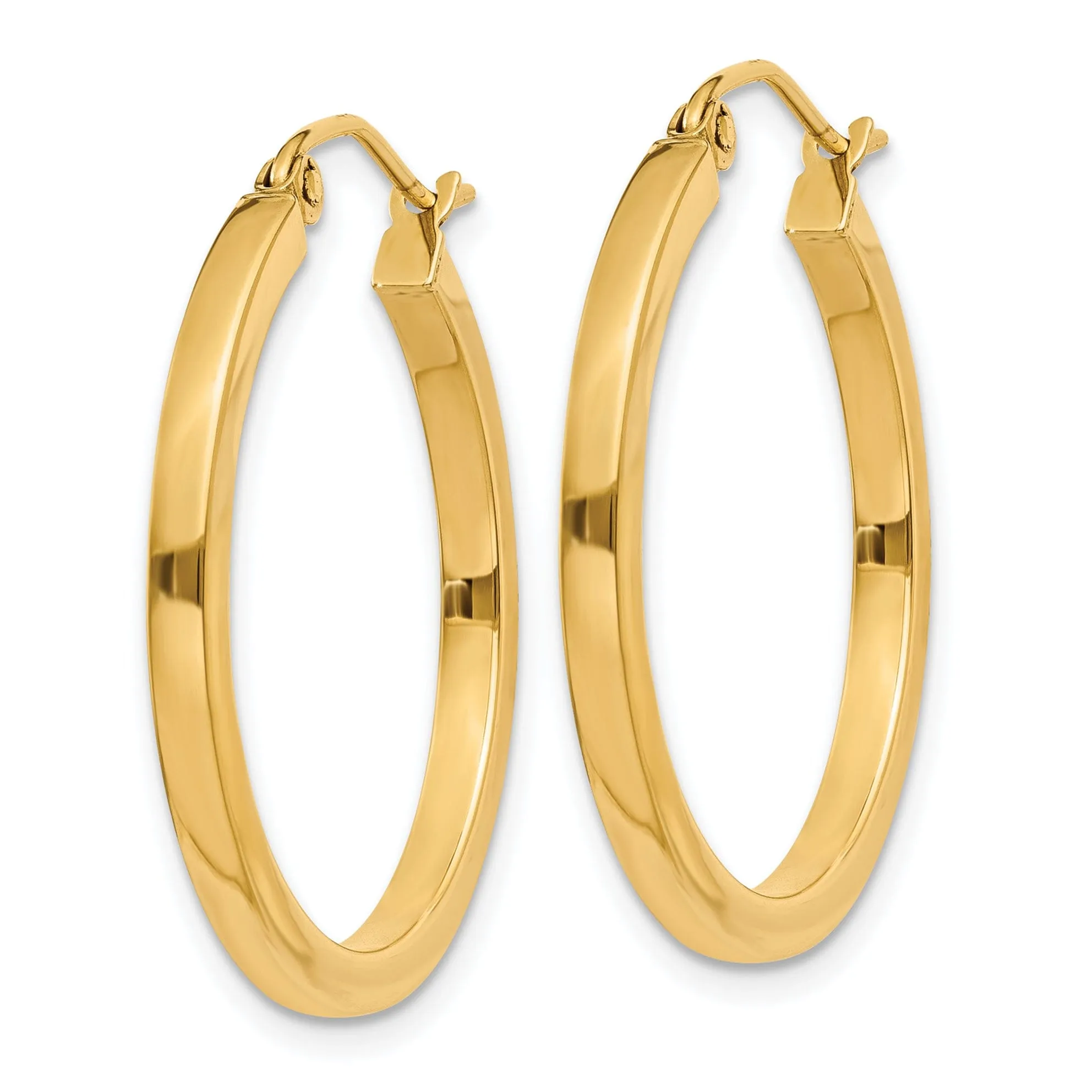 14k Yellow Gold 2MM wide Square Tube Hoop Earrings