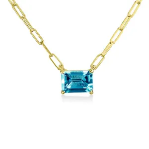 14k Yellow Gold Blue Topaz Necklace