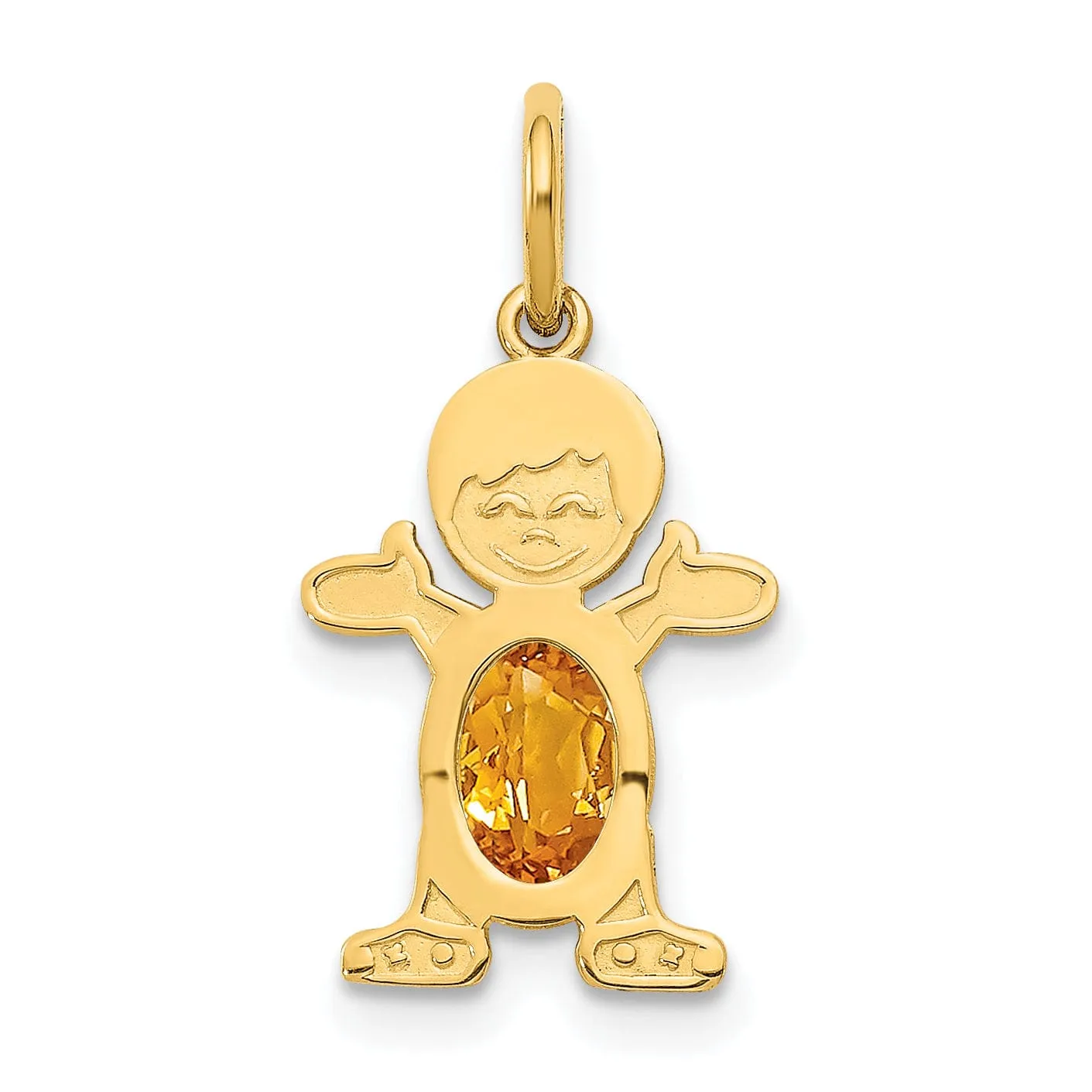 14k Yellow Gold Boy Oval Genuine Citrine