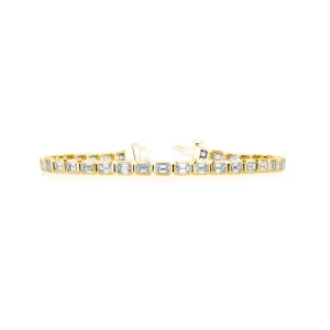 14k Yellow Gold Emerald Cut Diamond Bezel Set Tennis Bracelet - 4.71cttw