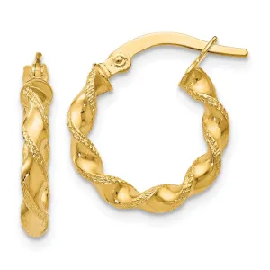 14k Yellow Gold Twisted Hoop Earrings