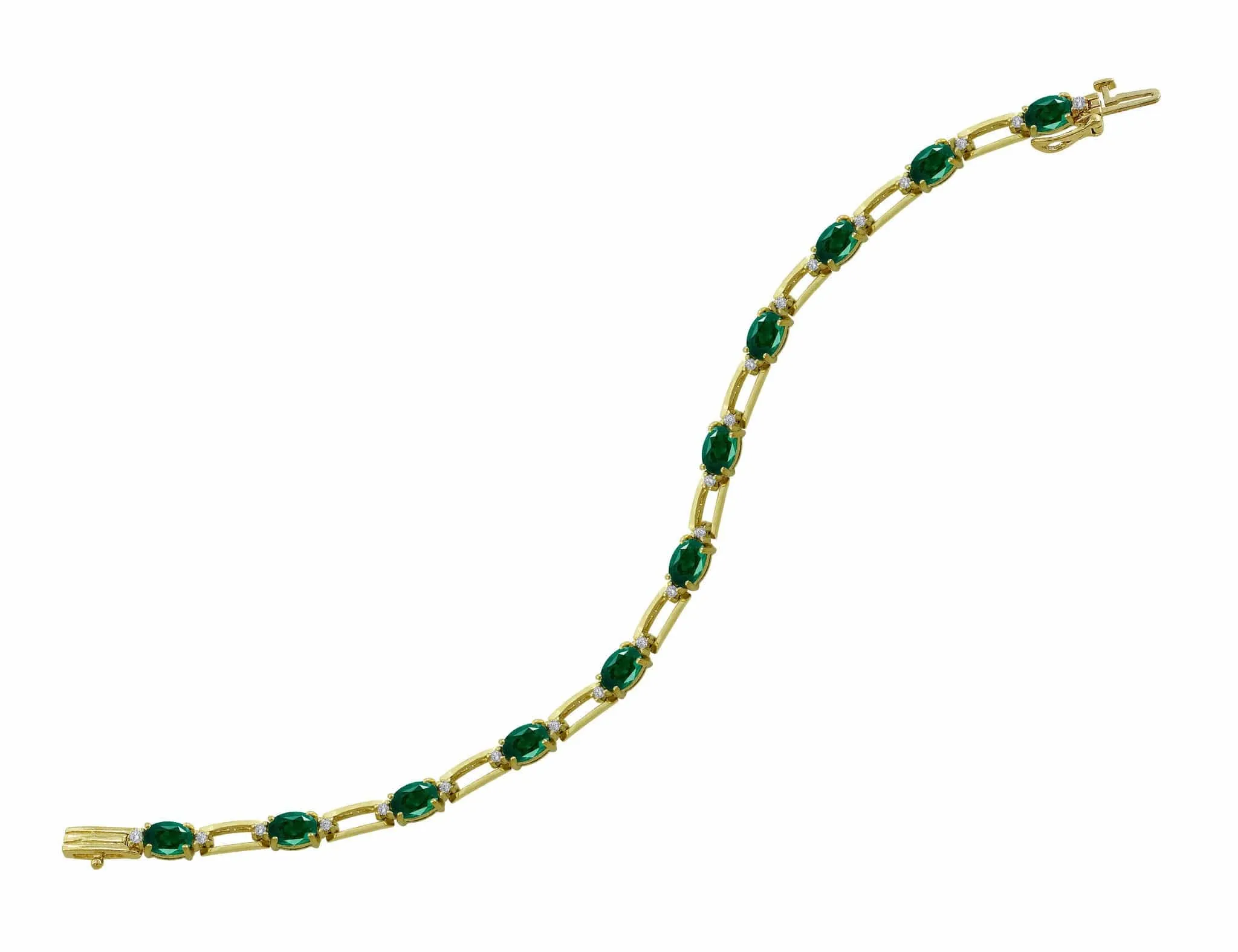 14kt Yellow Gold Diamond & Emerald Tennis Bracelet