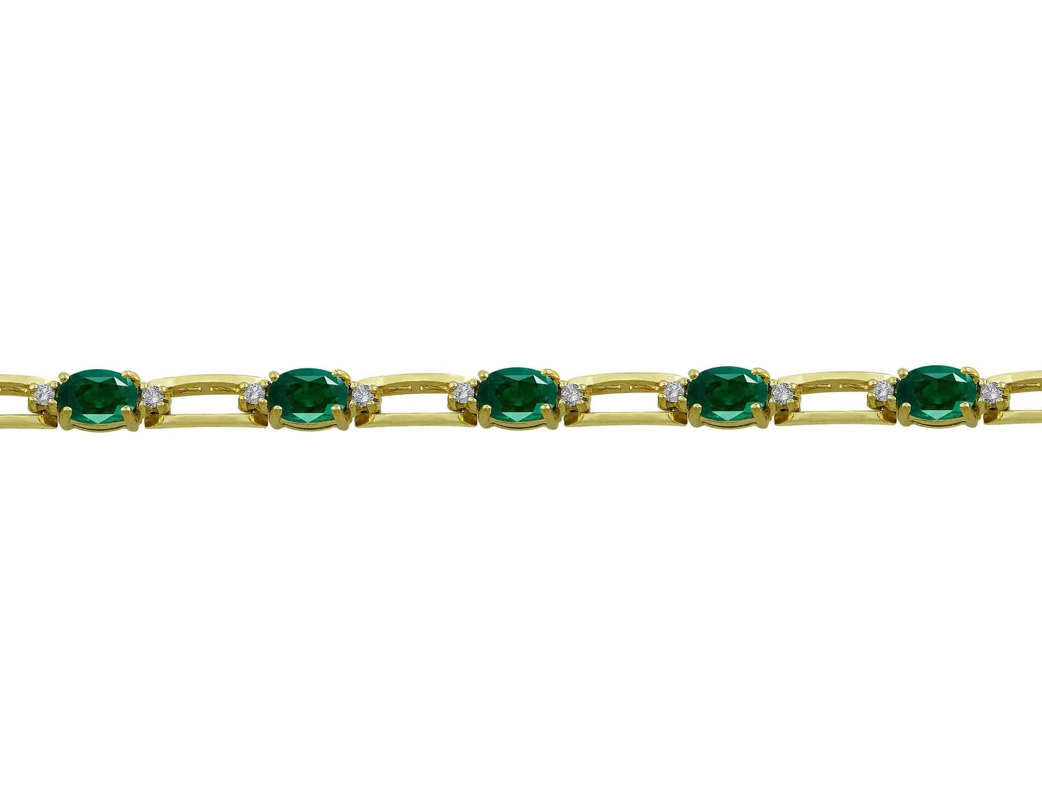 14kt Yellow Gold Diamond & Emerald Tennis Bracelet