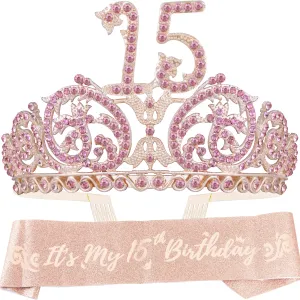 15th Birthday, 15th Birthday Gifts for Girls, 15th Birthday Tiara and Sash, 15th Birthday