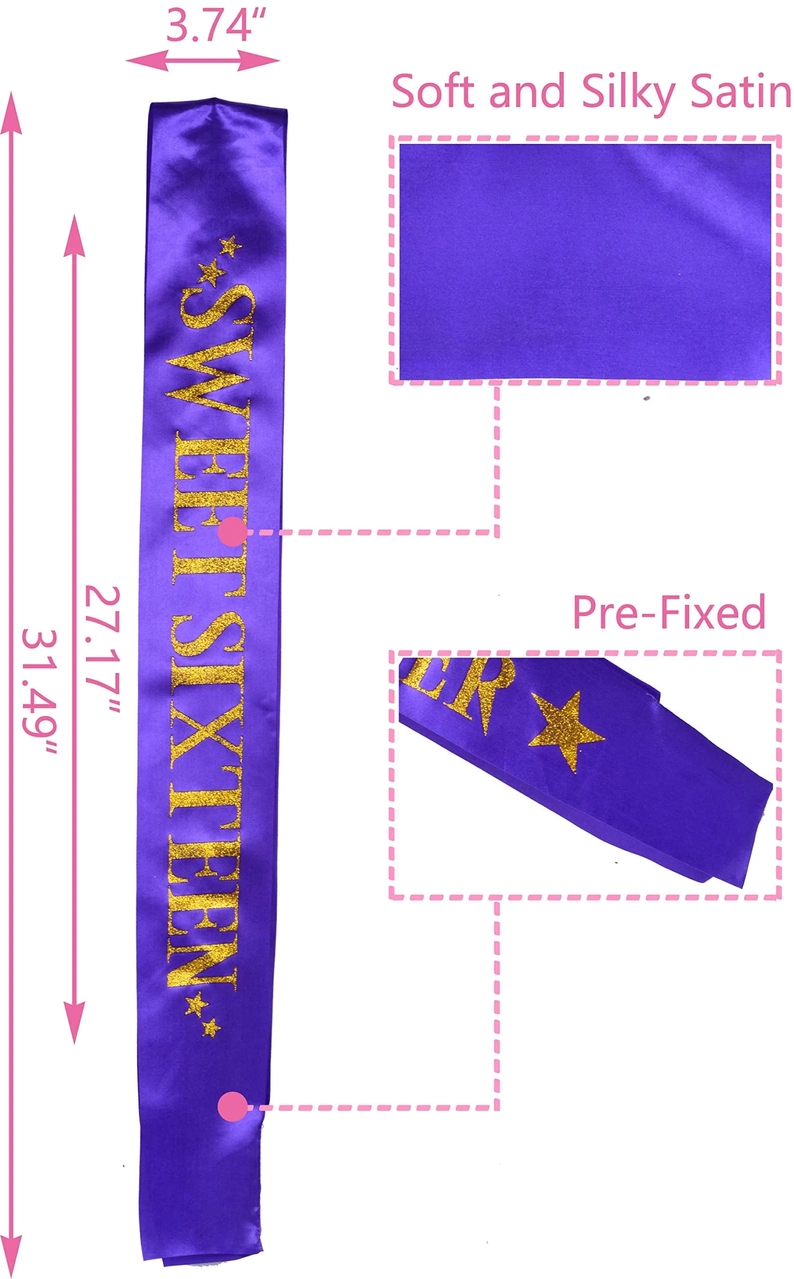 16th Birthday Gifts for Girl, 16th Birthday Tiara and Sash Purple, HAPPY 16th Birthday