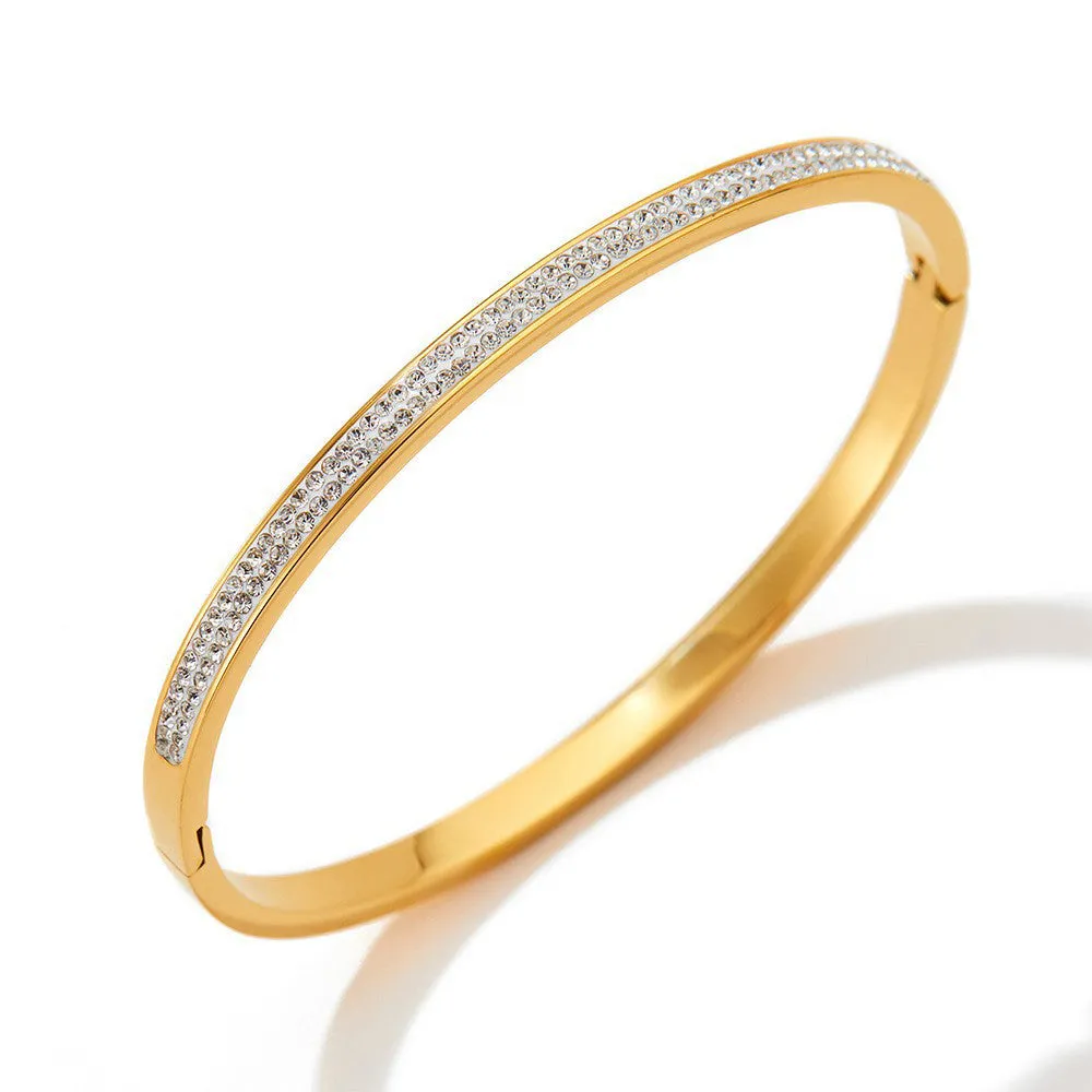 18K gold retro fashionable zircon design versatile bracelet