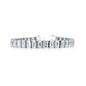 18K White Gold 7" North South Emerald-Cut Diamond Tennis Bracelet, 7.9ct G-H, VS