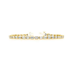 18K YELLOW GOLD EMERALD-CUT DIAMOND TENNIS BRACELET - 4.41CTW