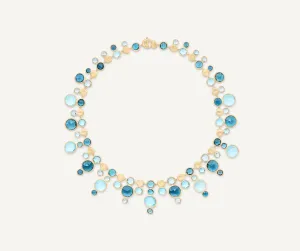 18K Yellow Gold Statement Round Topaz Collar