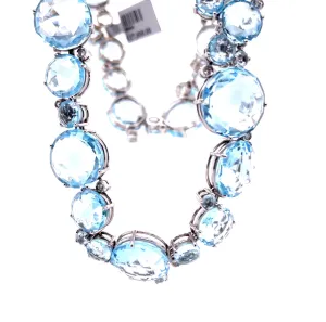 18KW Round Blue Topaz Articulating Fashion Necklace