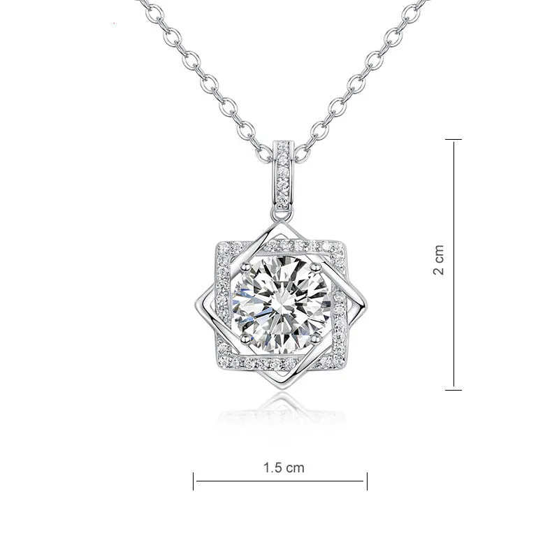 2 Carats Moissanite Diamond Octagram Pendant Necklace 925 Sterling Silver XMFN8157