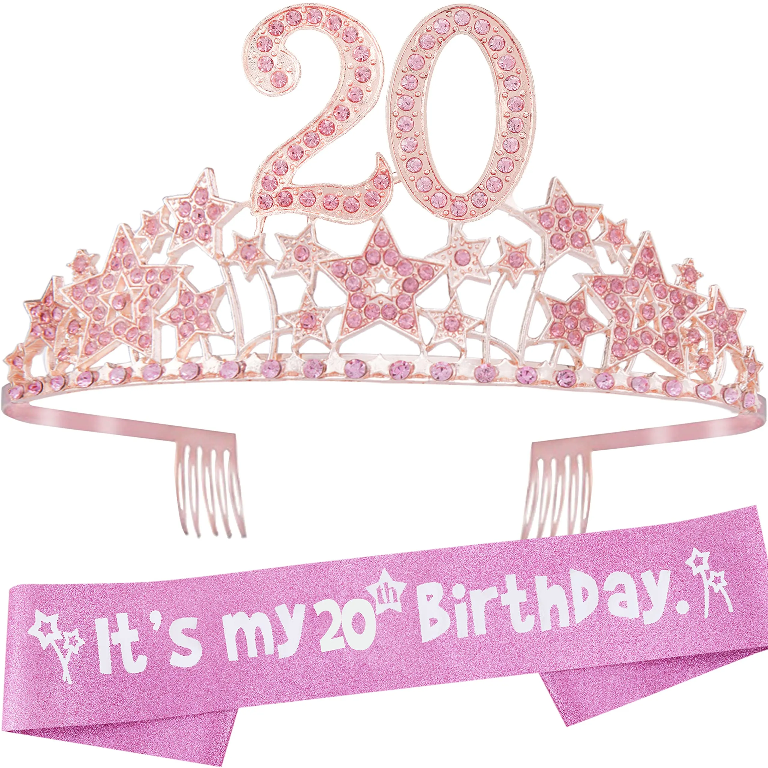 20th Birthday Gifts for Girls, 20th Birthday Tiara and Sash, 20th Birthday Decorations