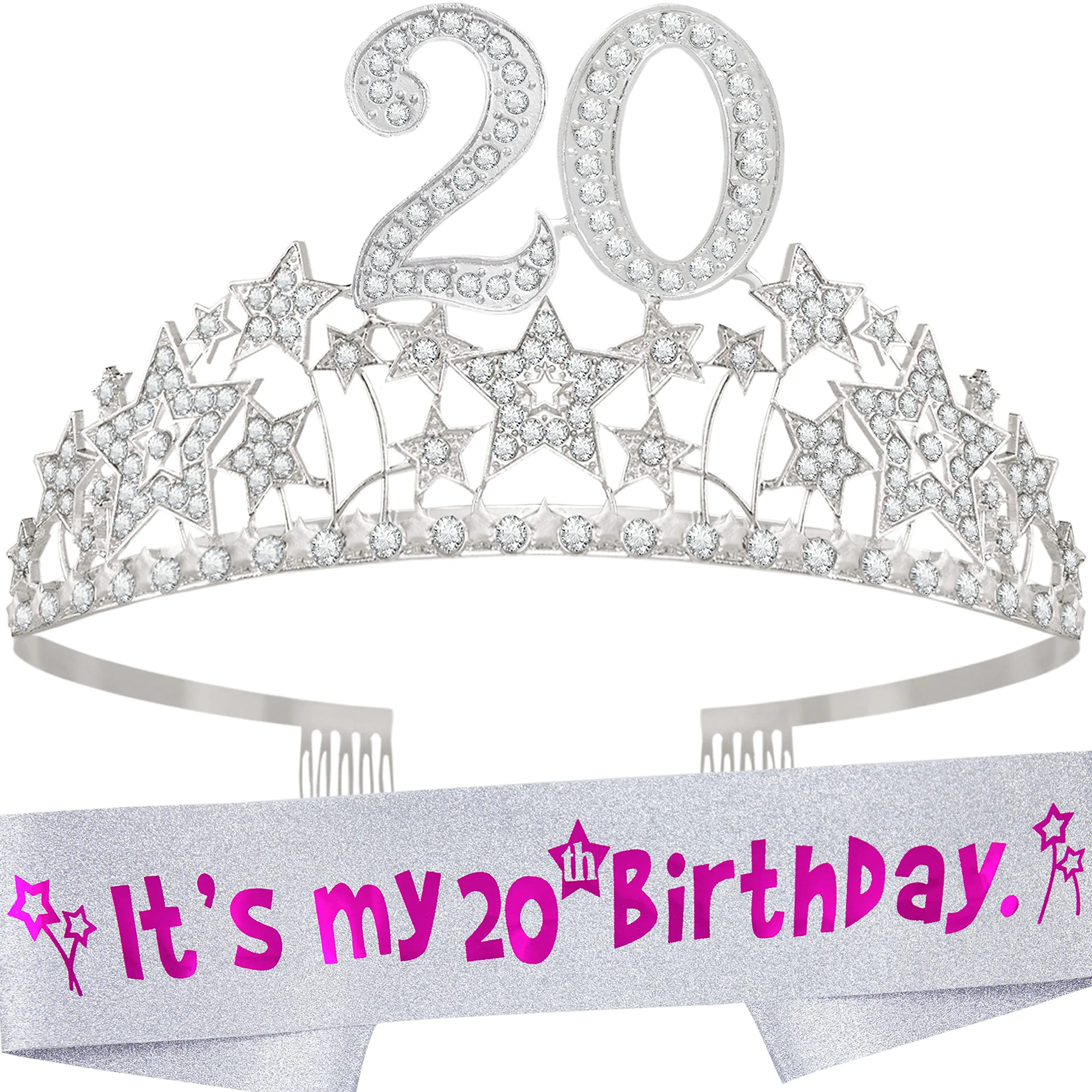 20th Birthday Gifts for Girls, 20th Birthday Tiara and Sash, 20th Birthday Decorations