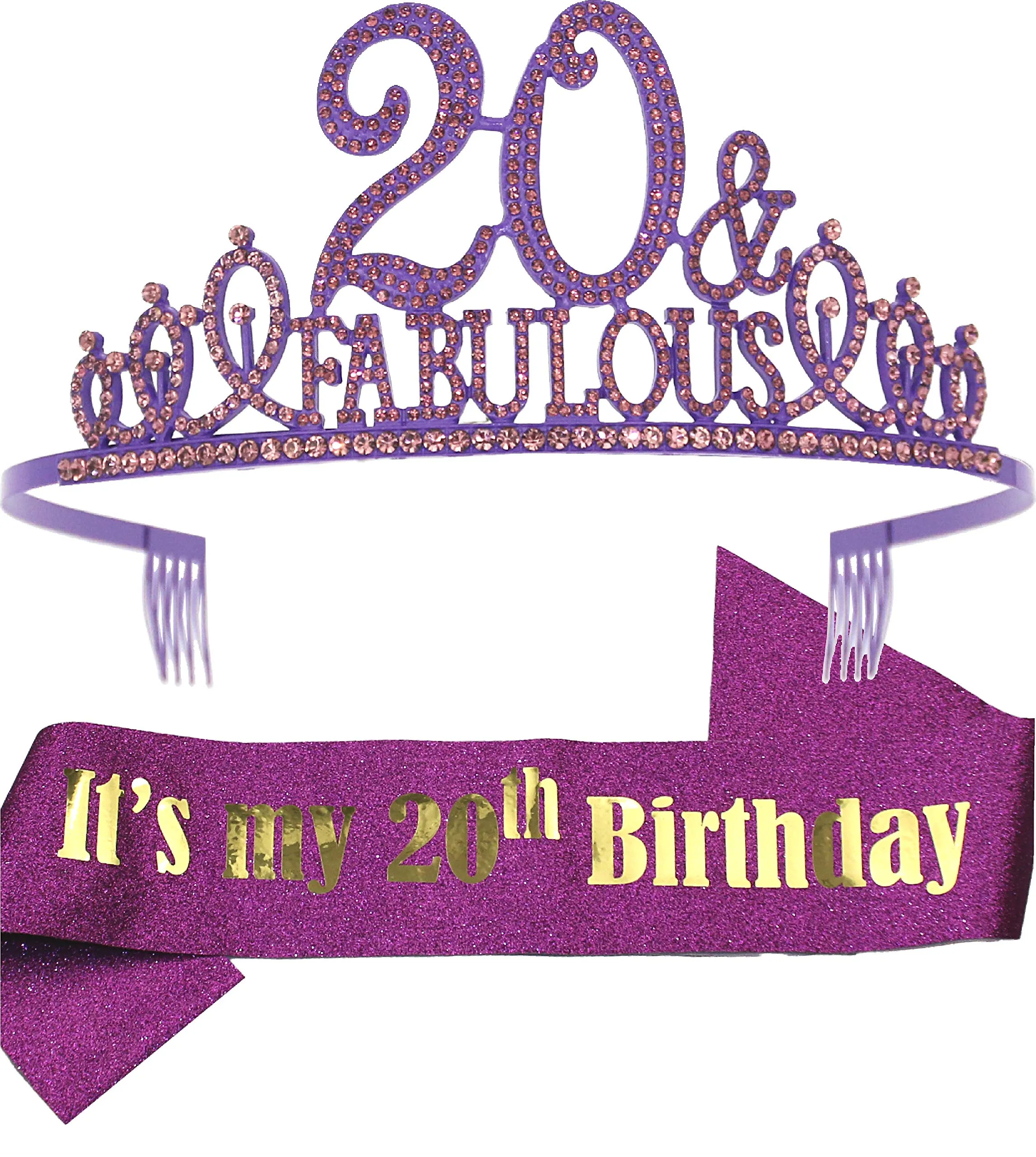 20th Birthday Gifts for Girls, 20th Birthday Tiara and Sash, 20th Birthday Decorations