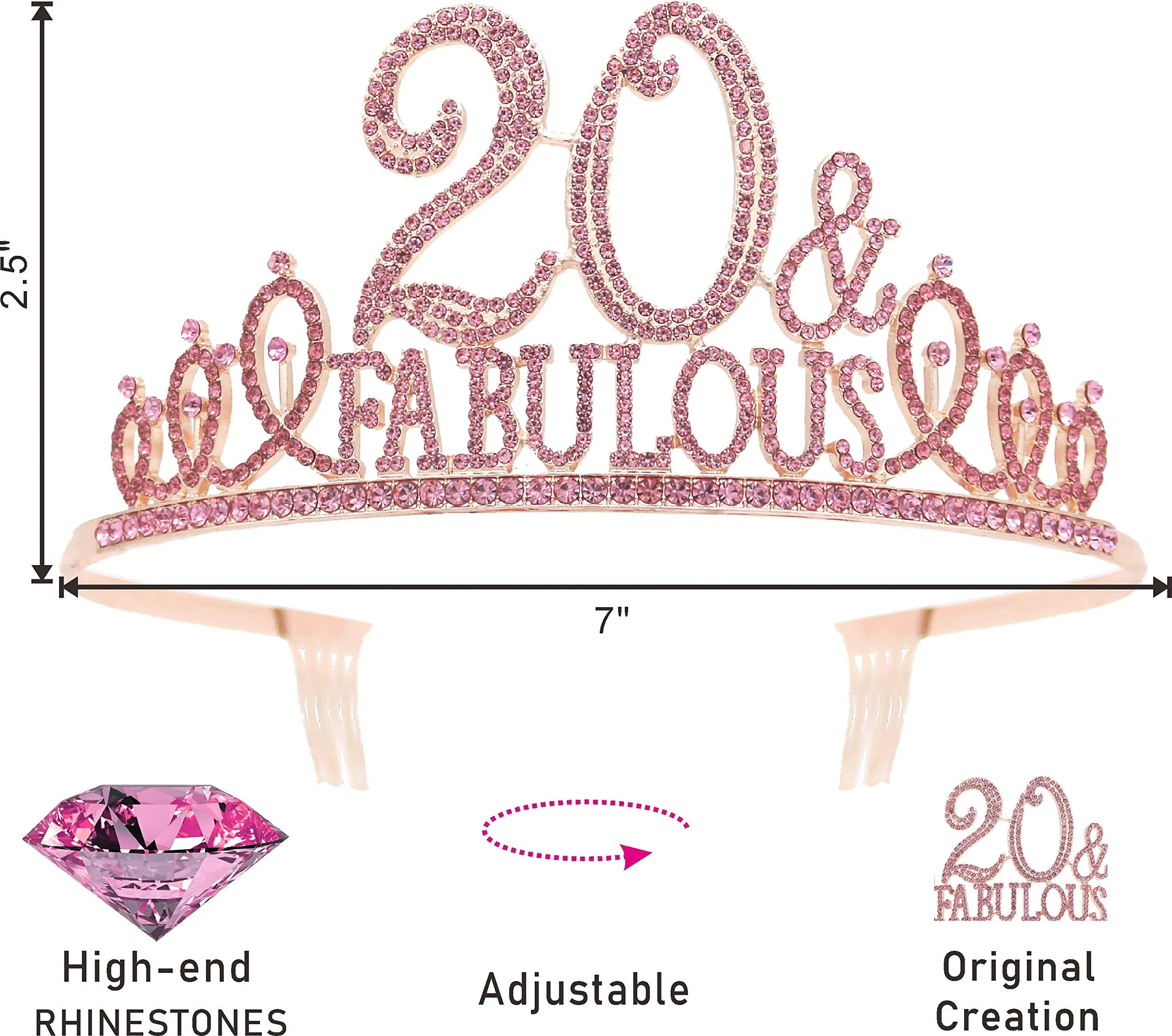 20th Birthday Gifts for Girls, 20th Birthday Tiara and Sash, 20th Birthday Decorations