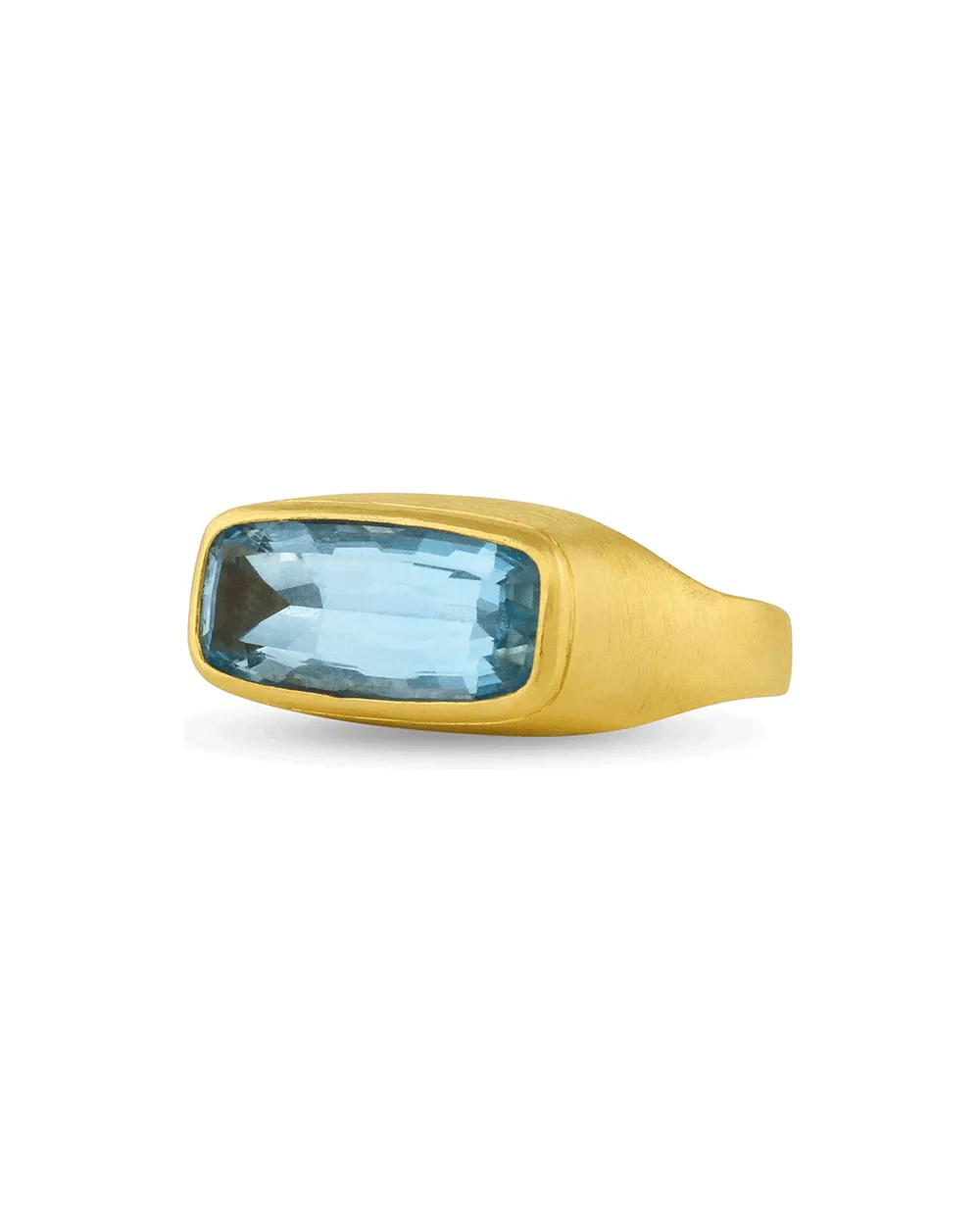 22k Yellow Gold 6.5 ct. Aquamarine Nigeria Medici Signet Ring