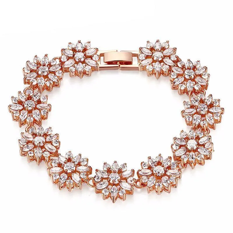 3 Colors Rose Gold Color Bridal with High Quality AAA Zircon Jewelry Set