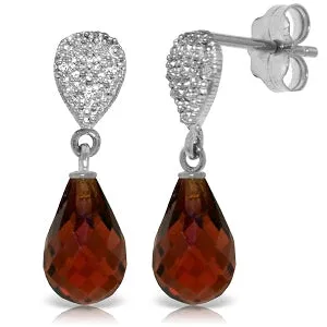 4.53 Carat 14K Solid White Gold River Of Wine Garnet Diamond Earrings