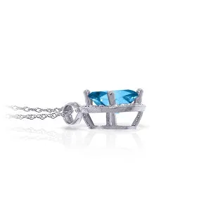 4.66 Carat 14K Solid White Gold Skin Deep Blue Topaz Diamond Necklace