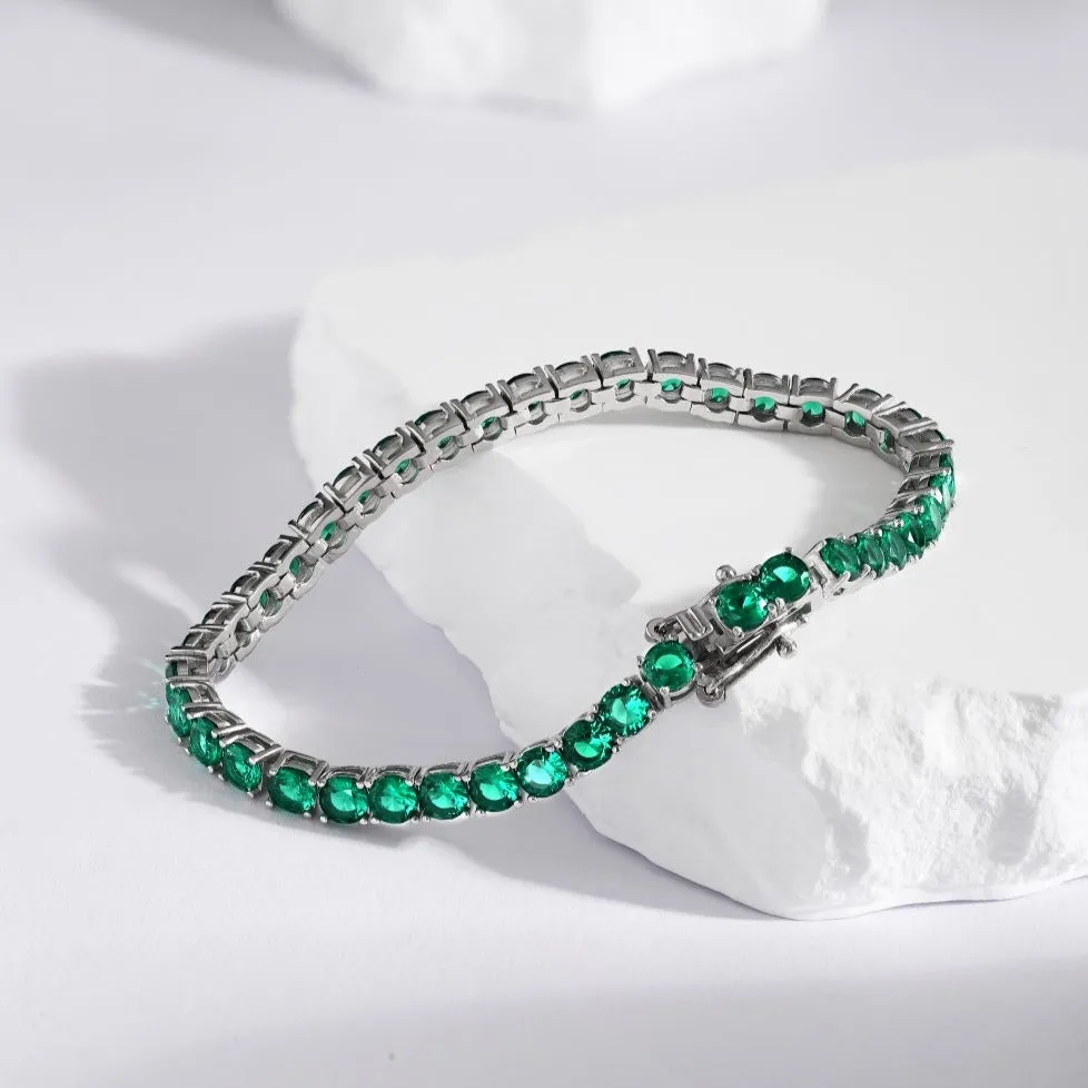 4mm Emerald Green CZ Tennis Bracelet