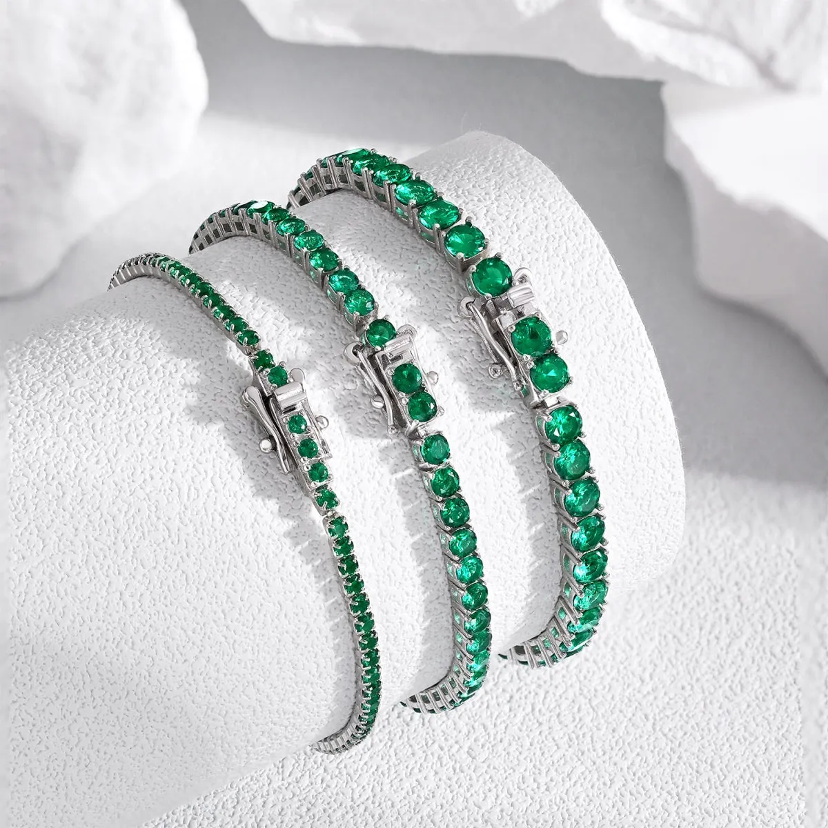 4mm Emerald Green CZ Tennis Bracelet