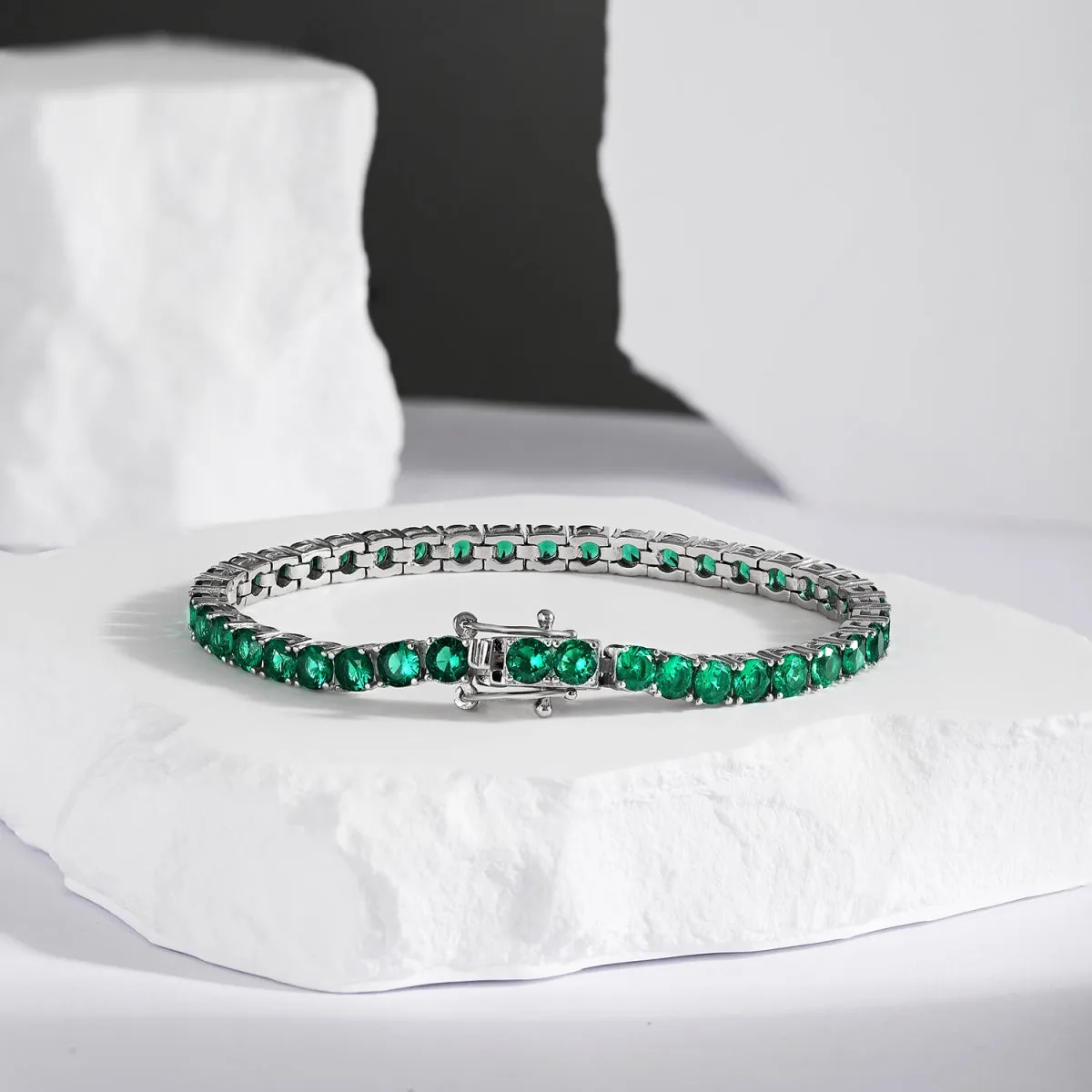 4mm Emerald Green CZ Tennis Bracelet