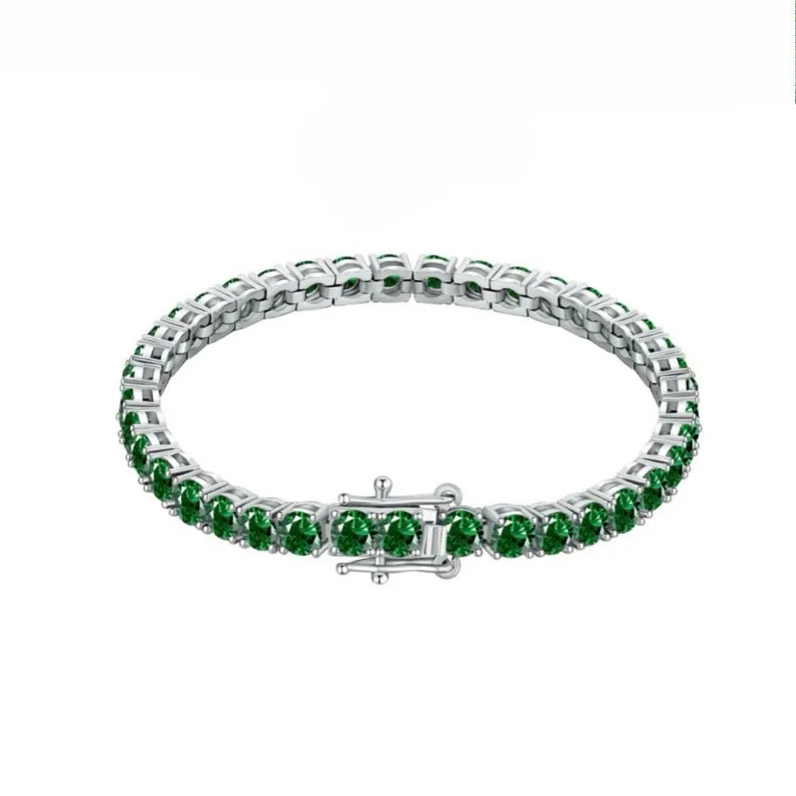 4mm Emerald Green CZ Tennis Bracelet