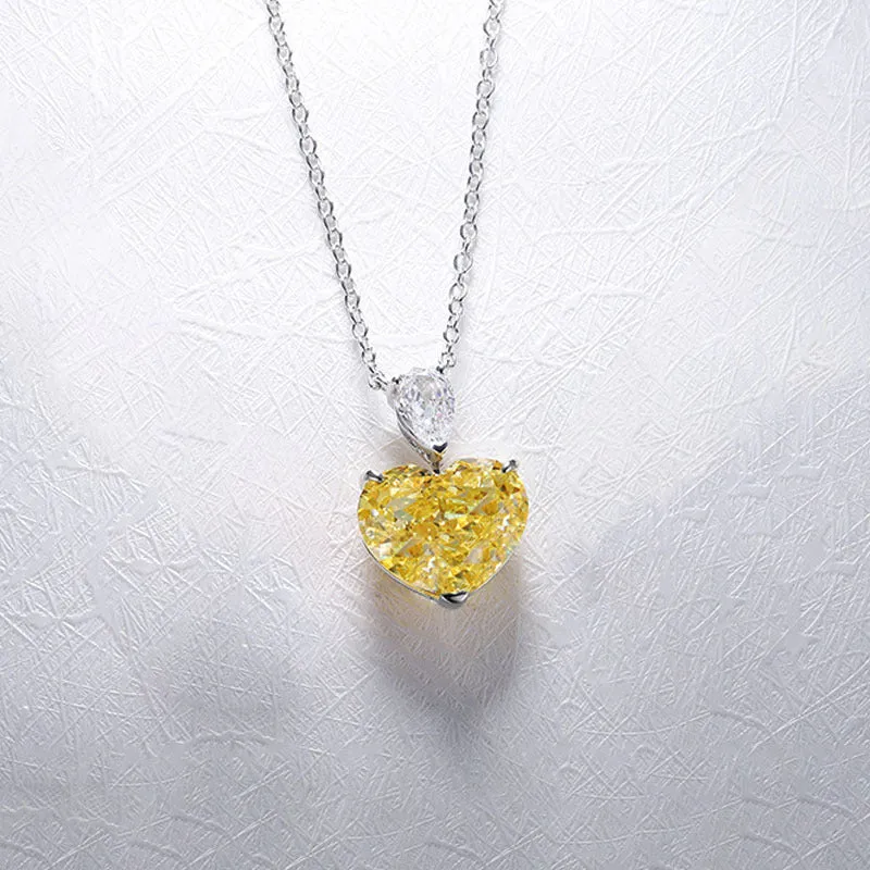 5.0 Carat Heart Shape Yellow Zircon Necklace