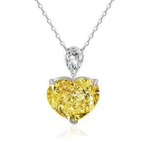 5.0 Carat Heart Shape Yellow Zircon Necklace