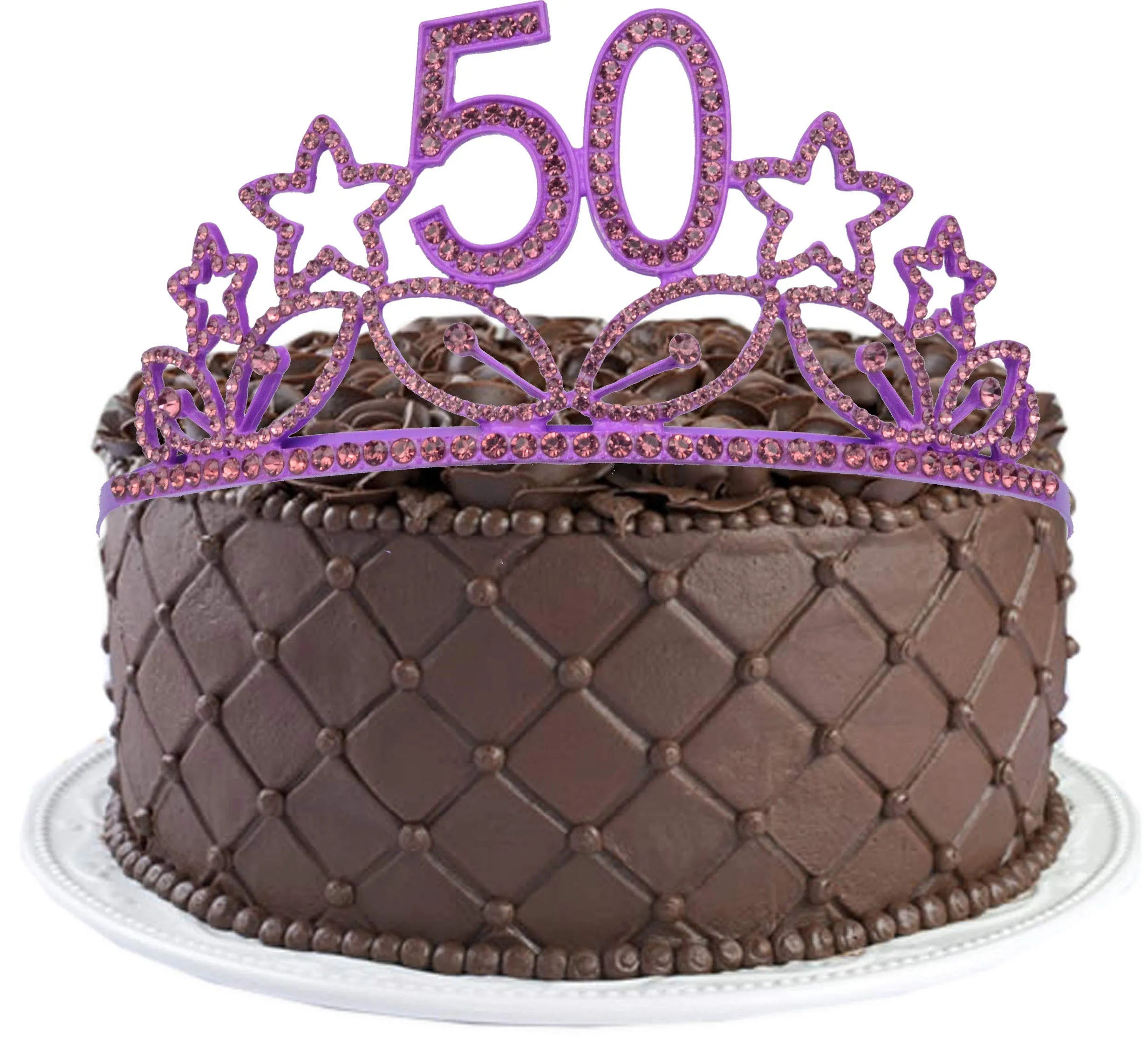 50th Birthday Gifts for Woman, 50th Birthday Tiara and Sash purple, HAPPY 50th Birthday