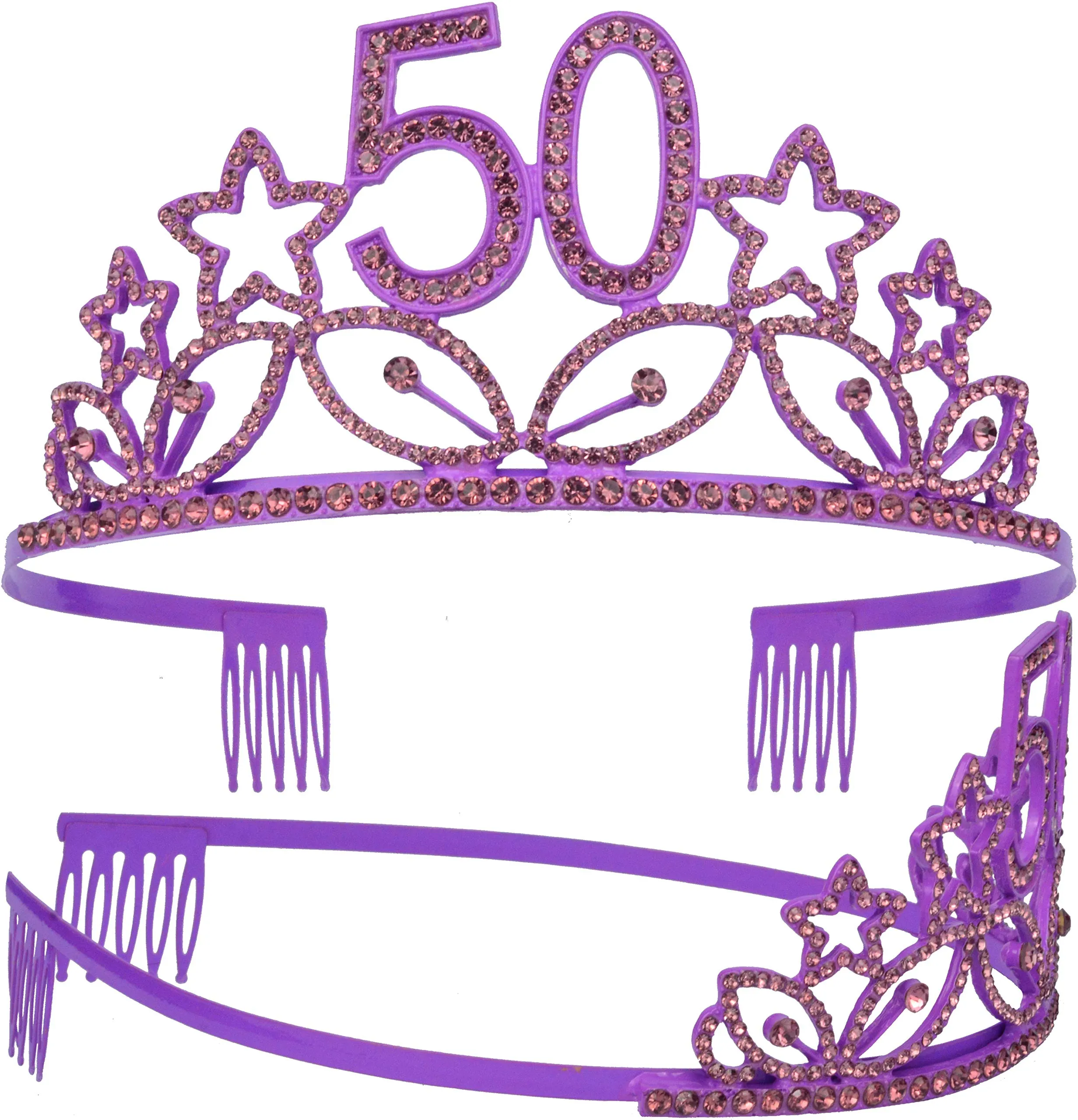 50th Birthday Gifts for Woman, 50th Birthday Tiara and Sash purple, HAPPY 50th Birthday