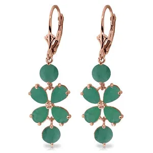 5.32 Carat 14K Solid Rose Gold Chandelier Earrings Natural Emerald